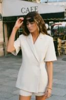 Celia Sleeveless Linen Blazer