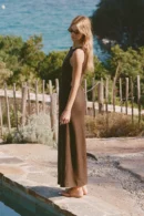 Brown Knitted Halter Dress