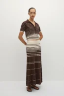 Lina Striped Polo Knit Top