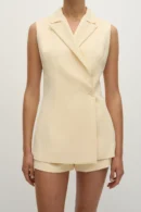 Aurelia Sleeveless Linen Blazer