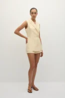 Aurelia Sleeveless Linen Blazer