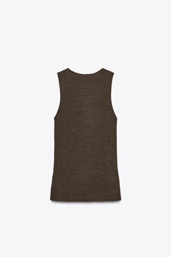Brown Knitted Halter Dress - Image 3