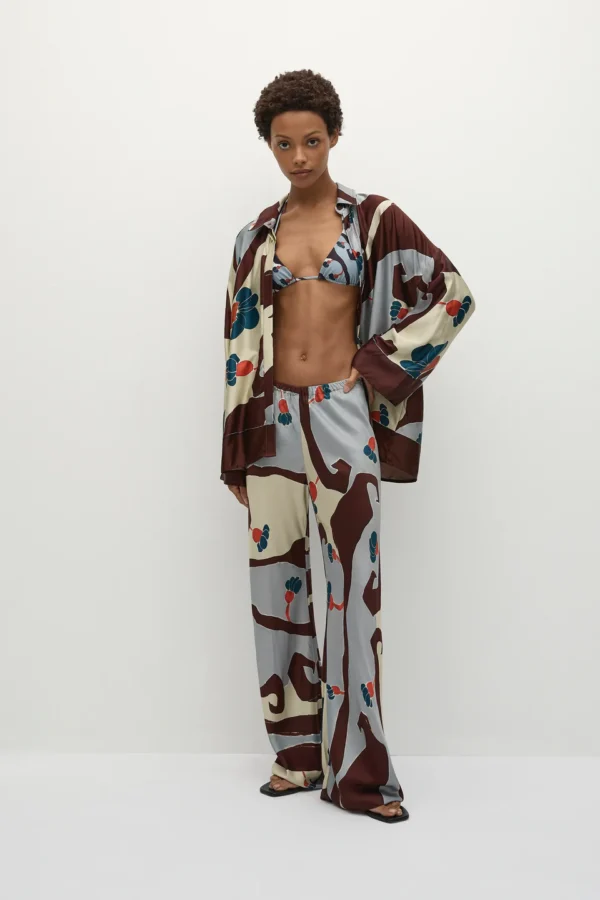 Printed Silk Trousers and Bikini Set - Image 3